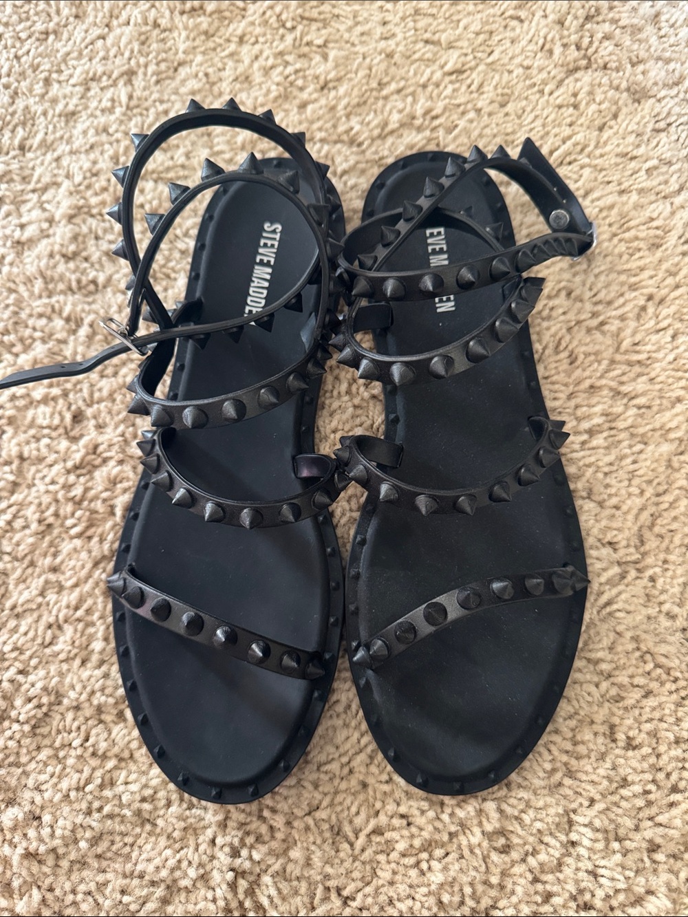 Steve Madden Black Studded Strappy Gladiator Sandals